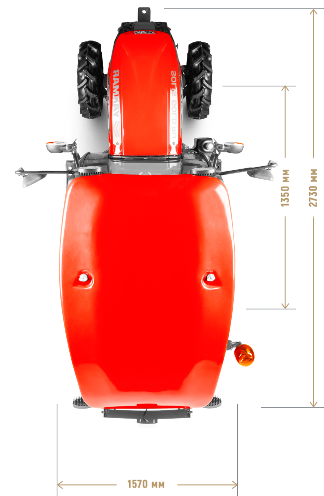 Трактор Solis-Gold | Солис-Голд 26С Mit 4×4 9+9 STD agri 6.00-12 / 8.3-20 (c ПСМ) — габариты, вид сбоку