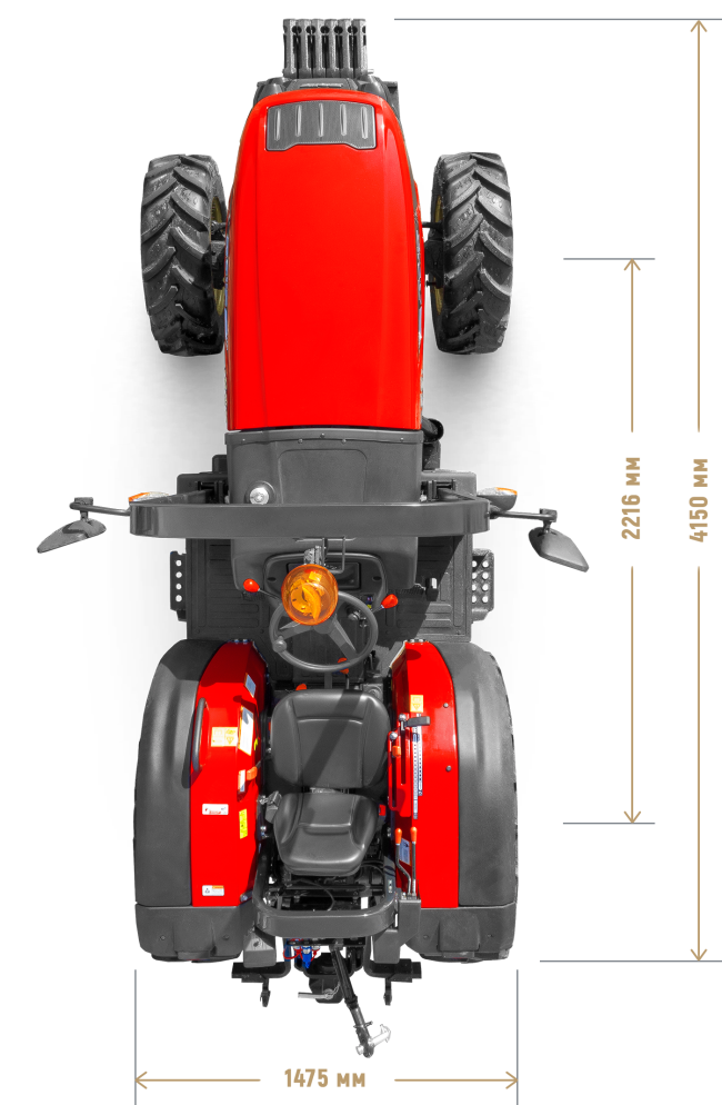 Трактор Solis-Gold | Солис-Голд 60G 4×4 12+12 MST Radial аgri 280-70R18 / 360-70R28 (с ПСМ) — габариты, вид сбоку