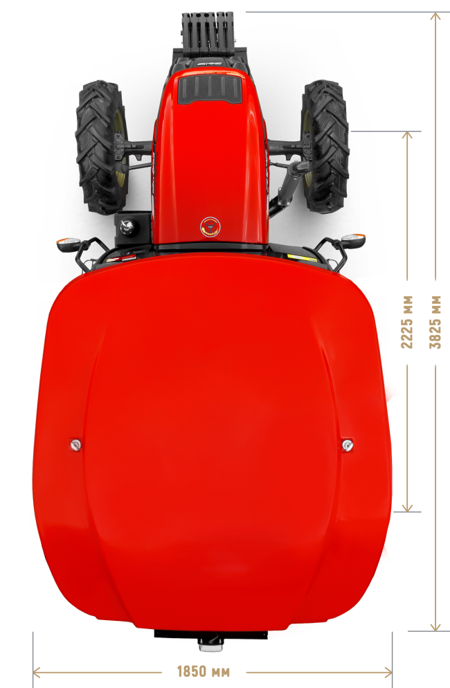 Трактор Solis-Gold | Солис-Голд 50С A/С 4×4 8+2 Radial agri 250-85R20 / 340-85R28 (с ПСМ) — габариты, вид сбоку